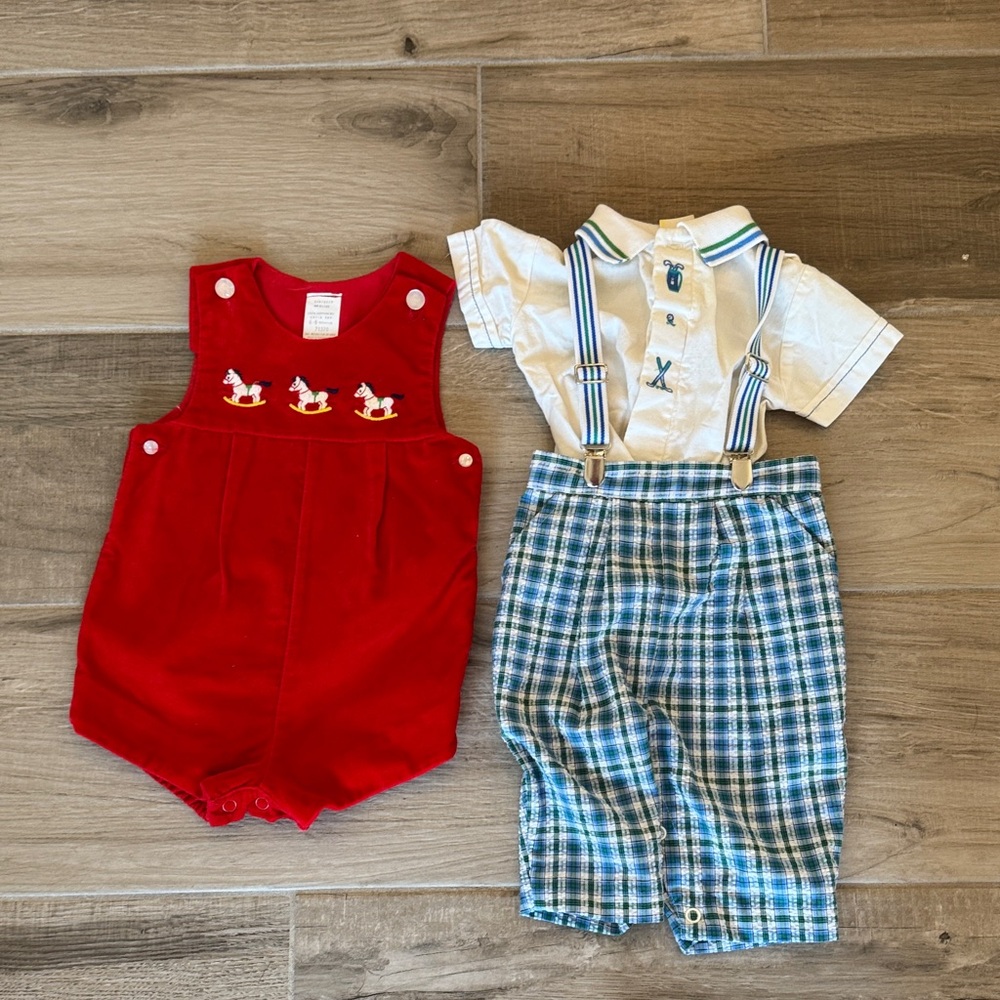 Vintage lot of 2 6 month boys outfits